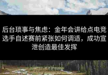 后台琐事与焦虑：金年会讲给点电竞选手自述赛前紧张如何调适，成功宣泄创造最佳发挥