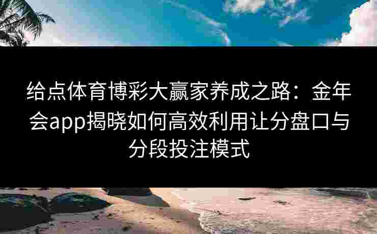 给点体育博彩大赢家养成之路：金年会app揭晓如何高效利用让分盘口与分段投注模式